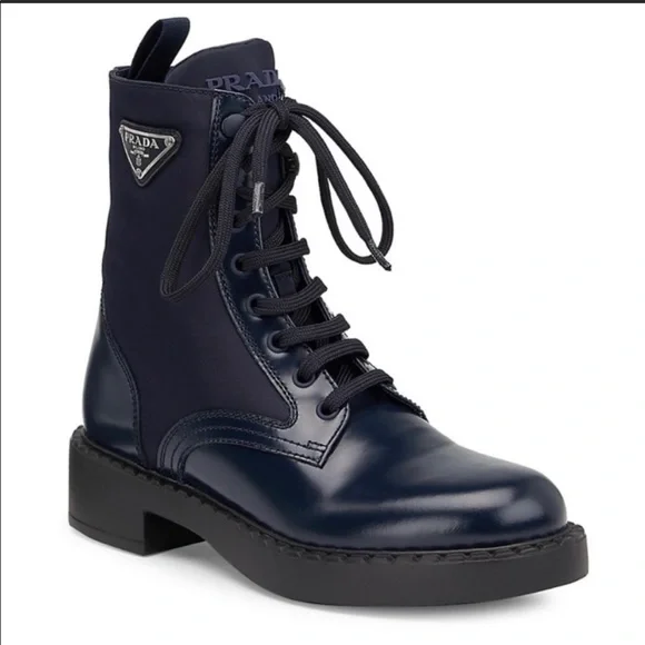 Prada | Shoes | Nylon Leather Prada Triangle Leather Combat  display picture 2
